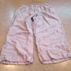 Tahari 100% Linen Lightweight Light Blue Chambray Wide Leg Women's Pants Large